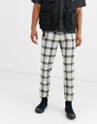 Heart & Dagger Slim Fit Pants In Gray Grid Check