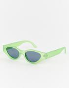 Asos Design Angular Cat Eye Sunglasses In Neon Green - Green