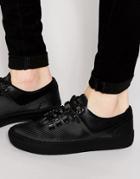 Asos Sneakers In Black Rib With Cleated Sole - Black