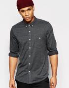 Asos Jersey Shirt In Charcoal With Long Sleeves - Charcoal