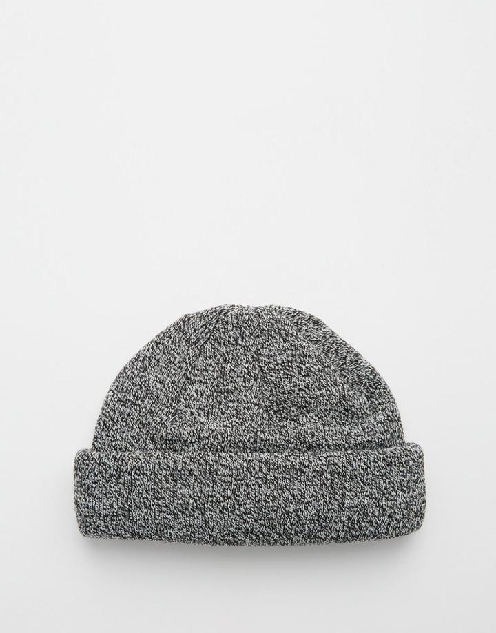Asos Mini Fisherman Beanie In Black And White Twist - Black