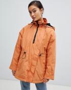 Asos Design Tie Waist Anorak With Borg - Red