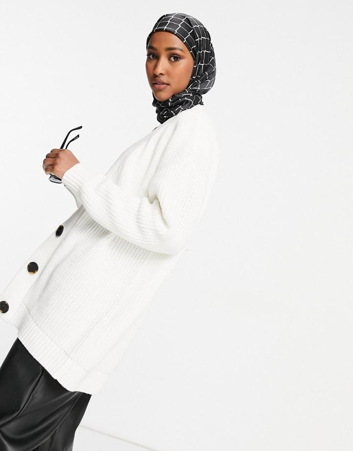 Selected Bailey Button Up Cardigan In White