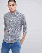 Abercrombie & Fitch Buttondown Gingham Poplin Shirt Slim Fit Moose Logo In Navy - Navy