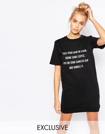 Adolescent Clothing T-shirt Sweat Dress With Handle It Print - Black