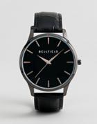 Bellfield Mock Croc Strap Watch In Black - Black