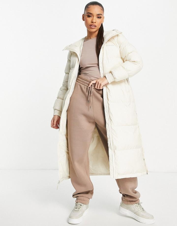 Columbia Pike Lake Long Puffer Jacket In Cream-neutral