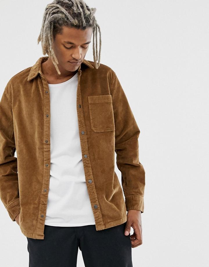 Pull & Bear Cord Shirt In Brown - Brown