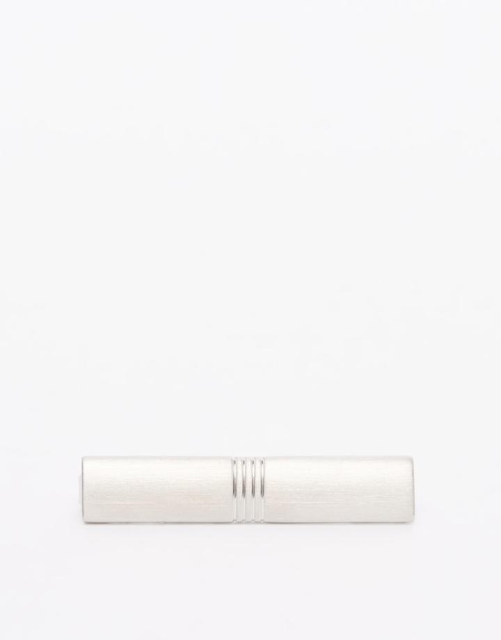 Asos Tie Bar With Stripe In Silver - Silver