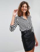 Stradivarius Stripe 3/4 Sleeve Shirt - Multi