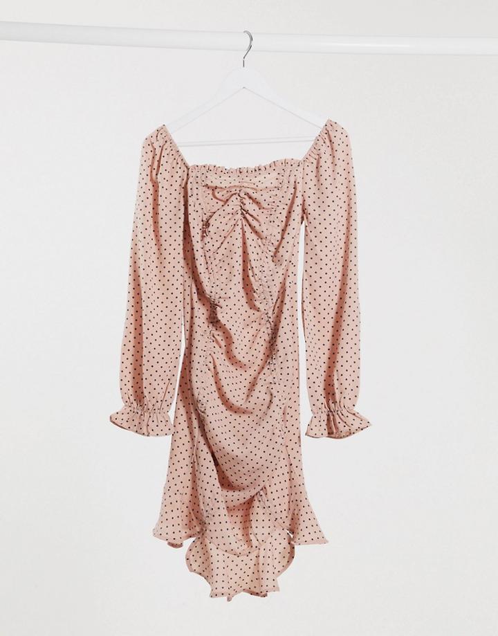 Pretty Darling Polka Dot Gathered Mini Dress-multi