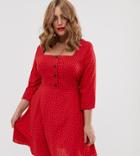 Simply Be Square Neck Chiffon Mini Dress In Red Spot Dot-multi
