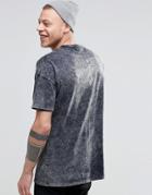 Asos Oversized Sleeveless T-shirt In Acid Wash With Bird Back Print - Gray
