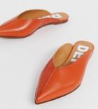 Depp Wide Fit Leather Pointed Mules In Orange