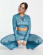 Another Reason Cut Out Crop Top In Blue Retro Floral - Part Of A Set