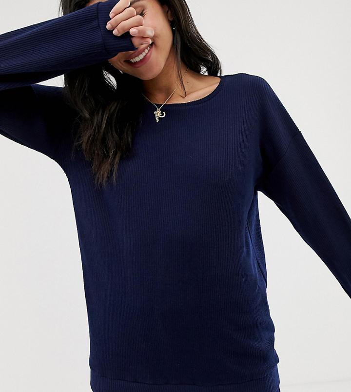 Asos Design Tall Mix & Match Lounge Ribbed Sweat - Navy