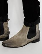 Asos Chelsea Boots In Gray Suede With Back Pull - Gray