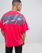 Asos Design Oversized T-shirt With Graffiti And Text Back Print - Red