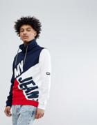 Tommy Jeans Icon Color Block Logo Funnel Neck Sweatshirt In Navy/red/white - Multi
