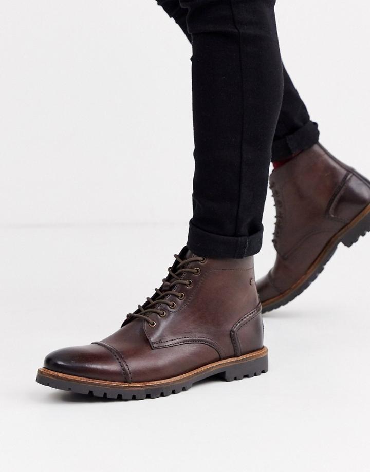 Base London Emerson Toe Cap Boots In Brown
