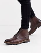Base London Emerson Toe Cap Boots In Brown