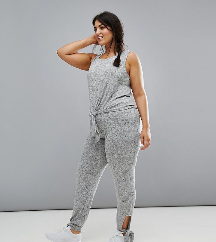 South Beach Plus Tie Cuff Jogger In Gray - Gray