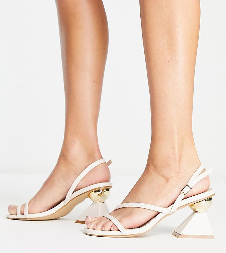 Raid Wide Fit Dylan Heel Detail Strappy Sandals In Cream-white
