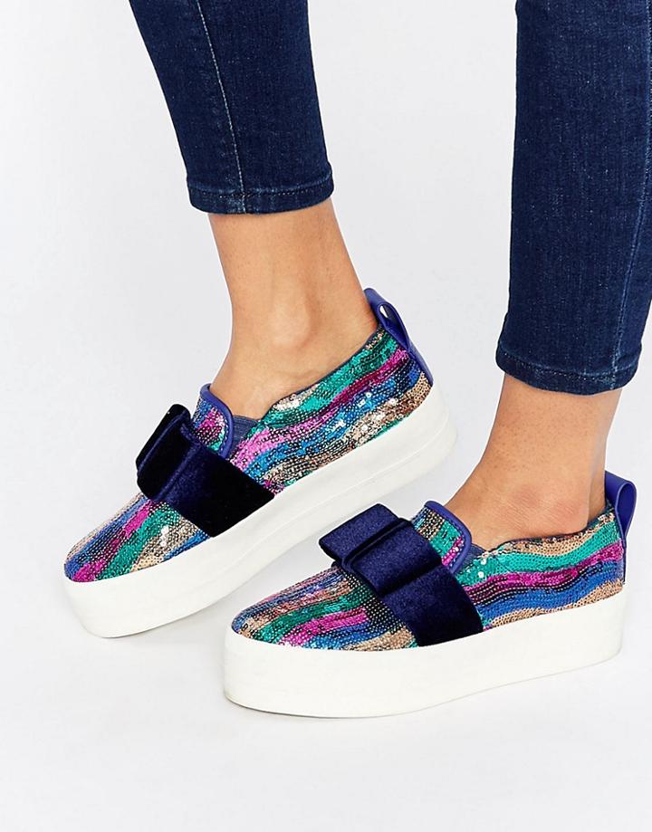 Asos Dark Moon Flatform Sneakers - Multi Sequin