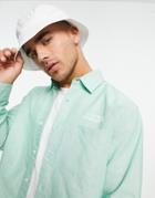 Pull & Bear Dressy Long Sleeve Oxford Shirt In Mint Green