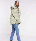 Asos Design Tall Oversized Puffer Jacket In Sage-green