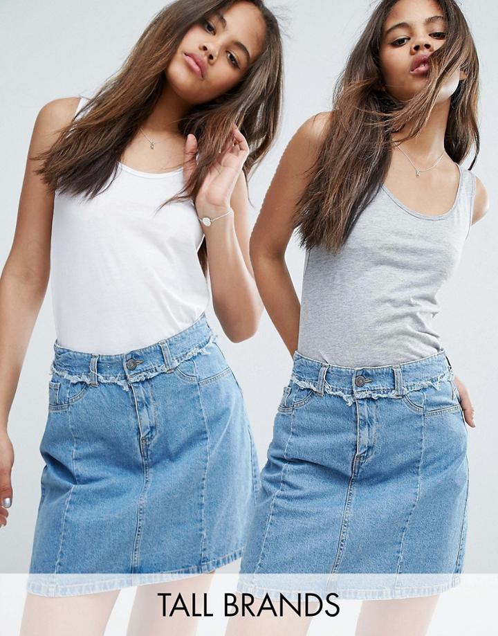New Look Tall 2 Pack Tank Tops - Gray