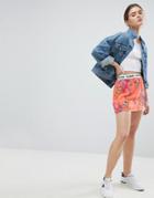 Tommy Jeans Floral Skirt With Logo Waistband - Pink