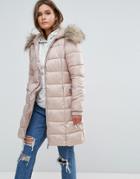 New Look Padded Coat With Extreme Faux Fur Hood - Beige