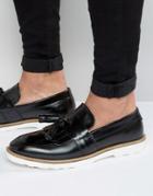 Asos Smart Loafers In Black Leather With Large Tassels - Black