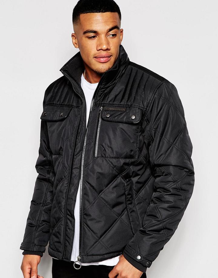 Ringspun Jacket Sermon Jacket With Quilted Panels - Black