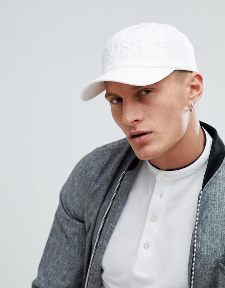 Boss Canvas Baseball Cap In White - White