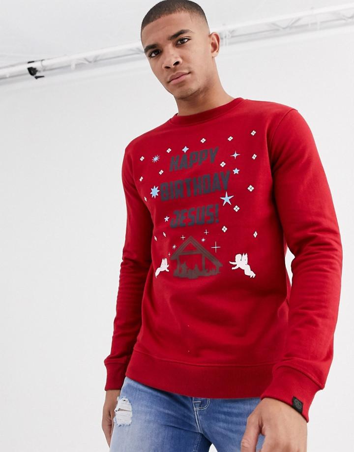 Soul Star Christmas Jesus Sweatshirt-red