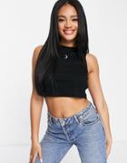 Na-kd X Anna Briand Moon Embroidered Crop Top In Black