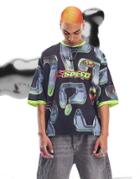 Asos Design Oversized T-shirt In All Over Graphic Print-multi