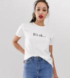 Asos Design Tall T-shirt With Its Ok Print - White