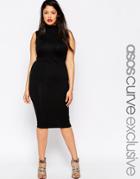 Asos Curve Sleeveless Body-conscious Dress With High Neck - Black