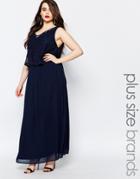 Junarose Sleeveless Maxi Dress With Lace Overlay - Navy