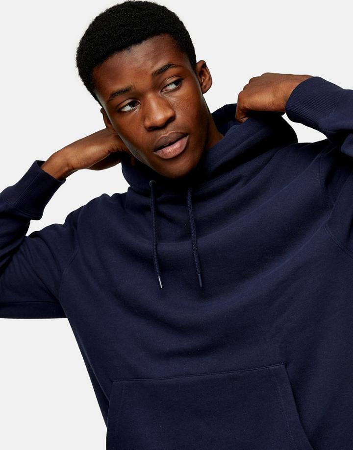 Topman Hoodie In Navy-neutral