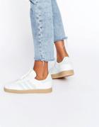 Adidas Originals White And Mint Gazelle Sneakers With Gum Sole - White