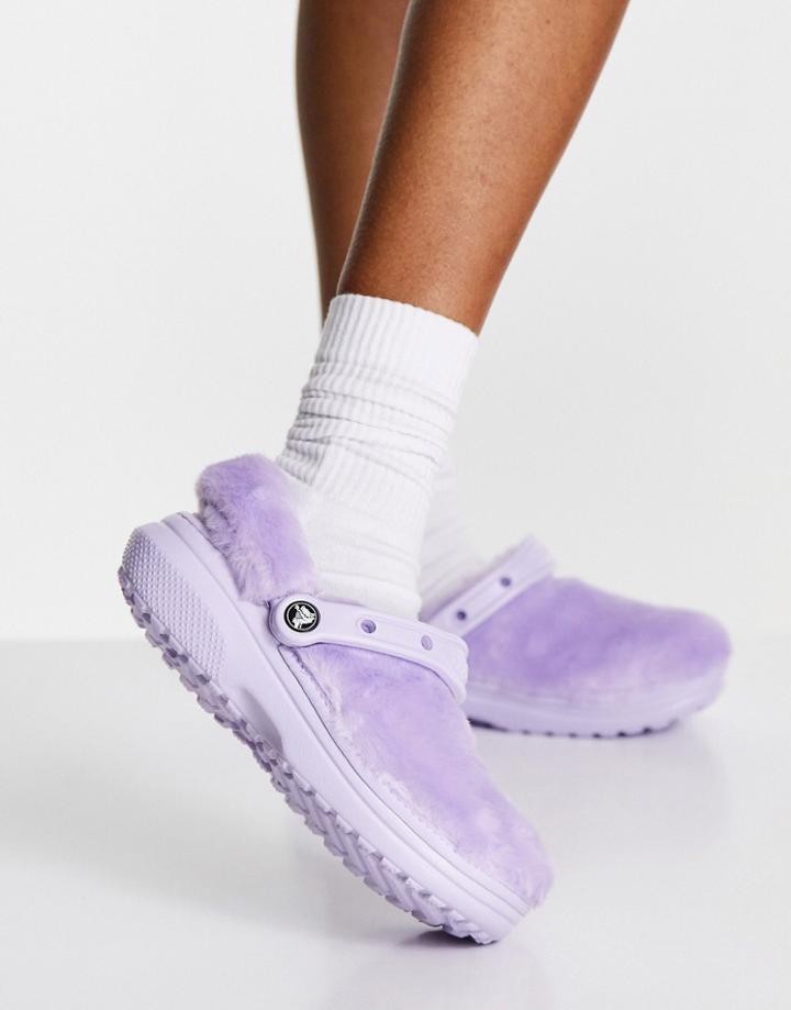 Crocs Fur Sure Classic Lined Clogs In Lavender-multi