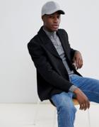 Asos Design Wool Mix Jacket In Textured Fabric In Black - Black