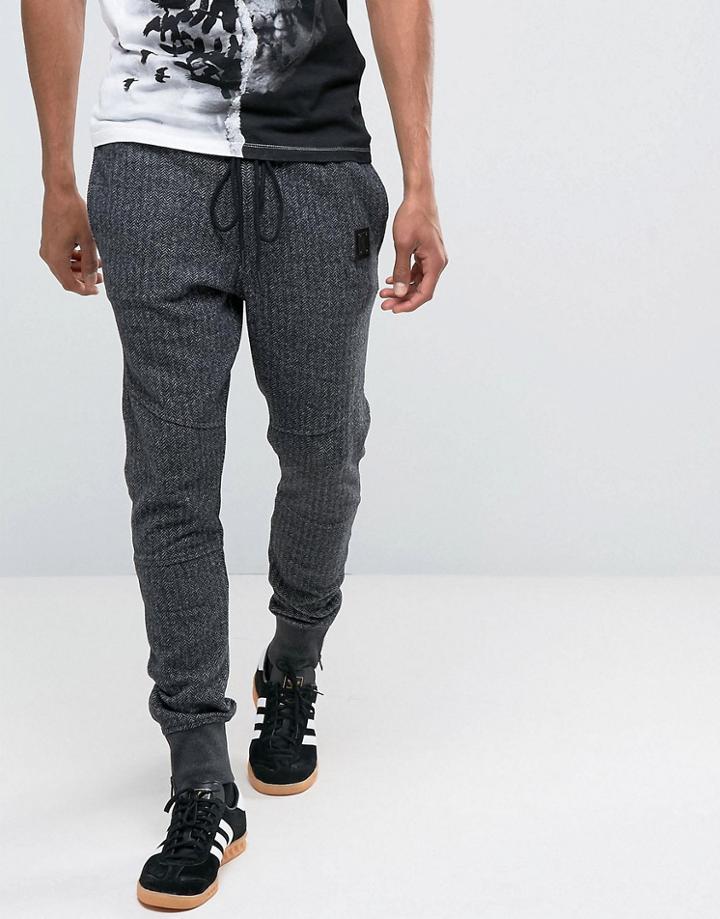 Religion Joggers In Heringbone Jersey - Gray