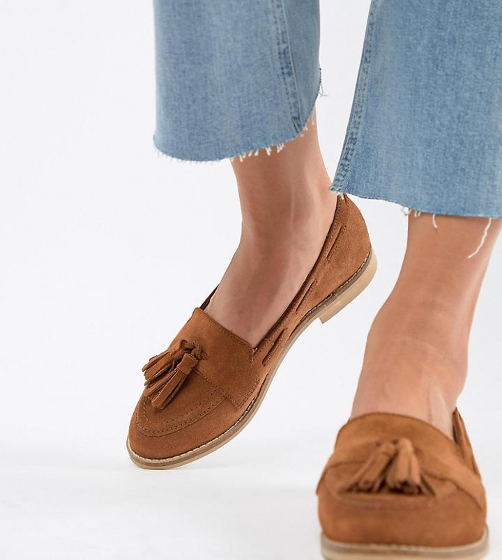 Asos Design Messenger Suede Tassel Loafers - Tan