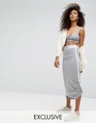 Ellesse Jersey Midi Skirt With Side Pull Ties - Gray