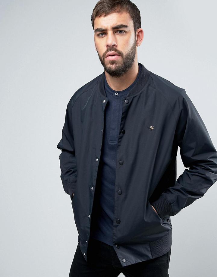 Farah Bellinger Nylon Bomber Jacket In Black - Black